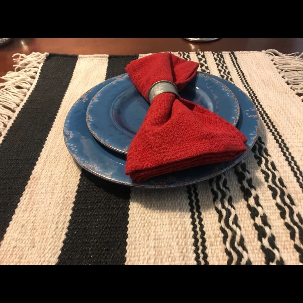 2 New Pottery Barn Striped Kilim Flat Weave Mats